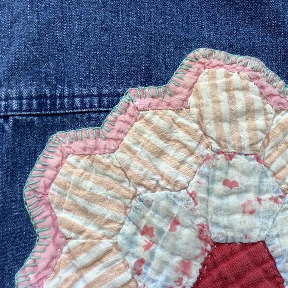 Cottagecore embroidered Quilt Patch Jean Jacket - Picture 3 of 4